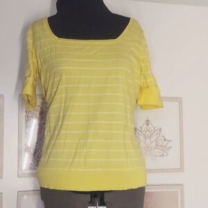 BR boat neck sweater, yellow with  small stripes, XL